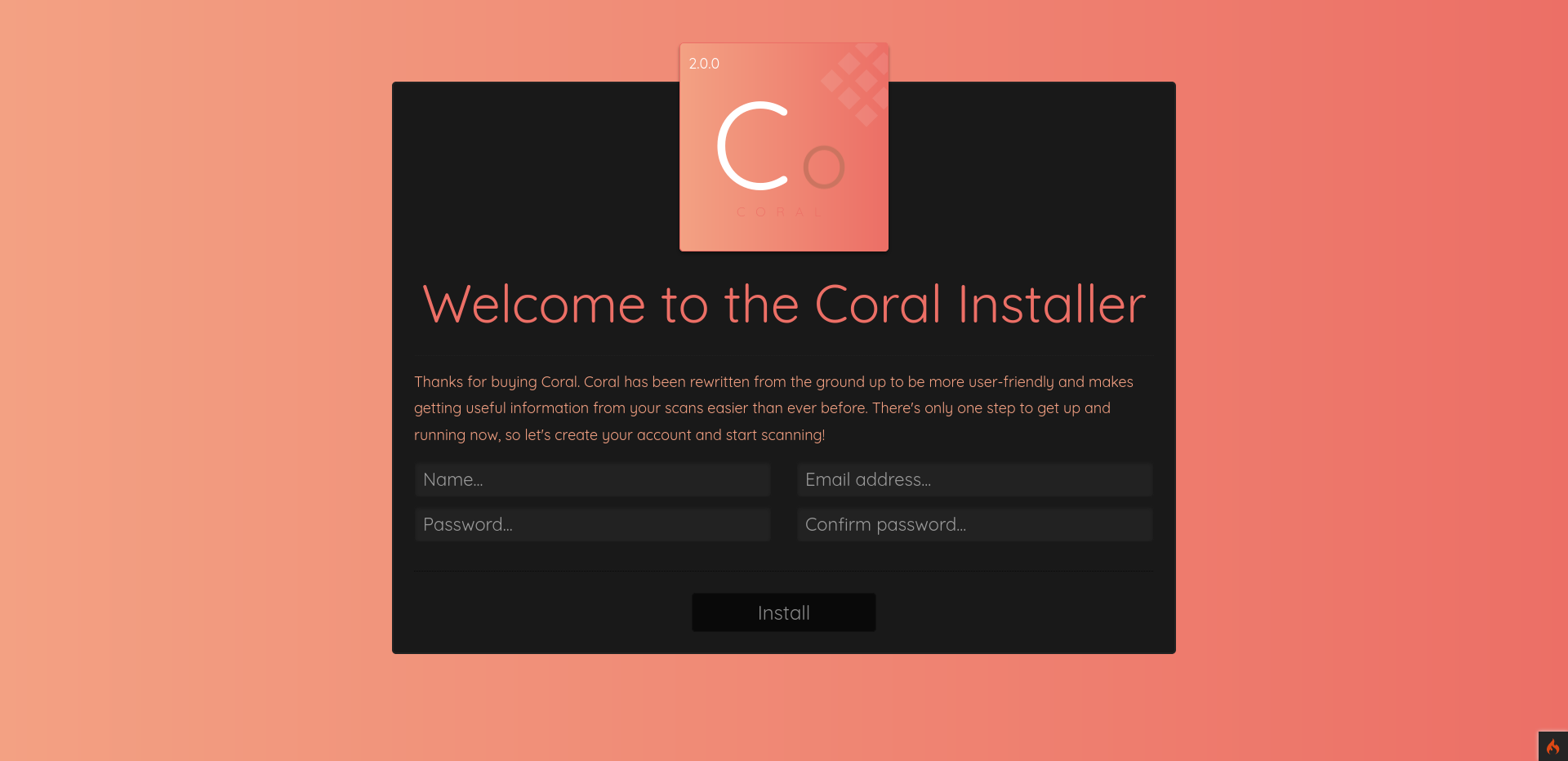 Coral version 2 Installation Image