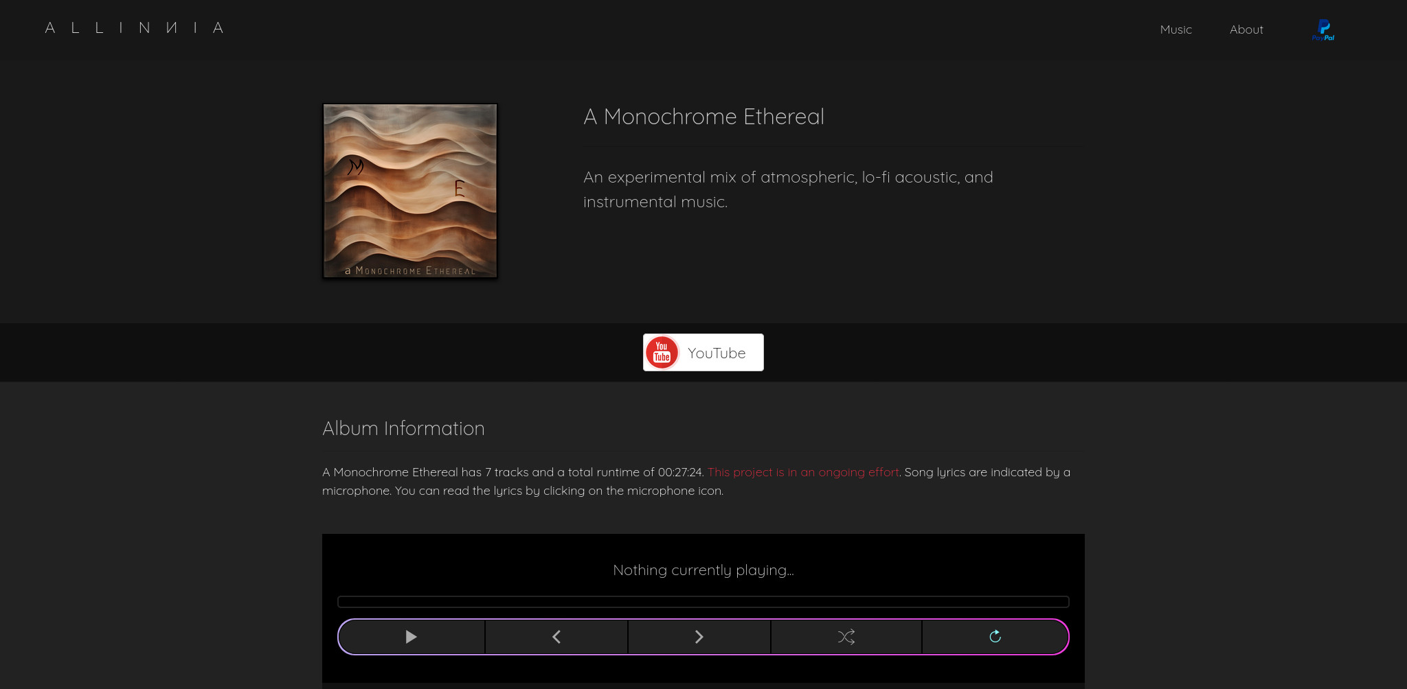 Individual album page screenshot