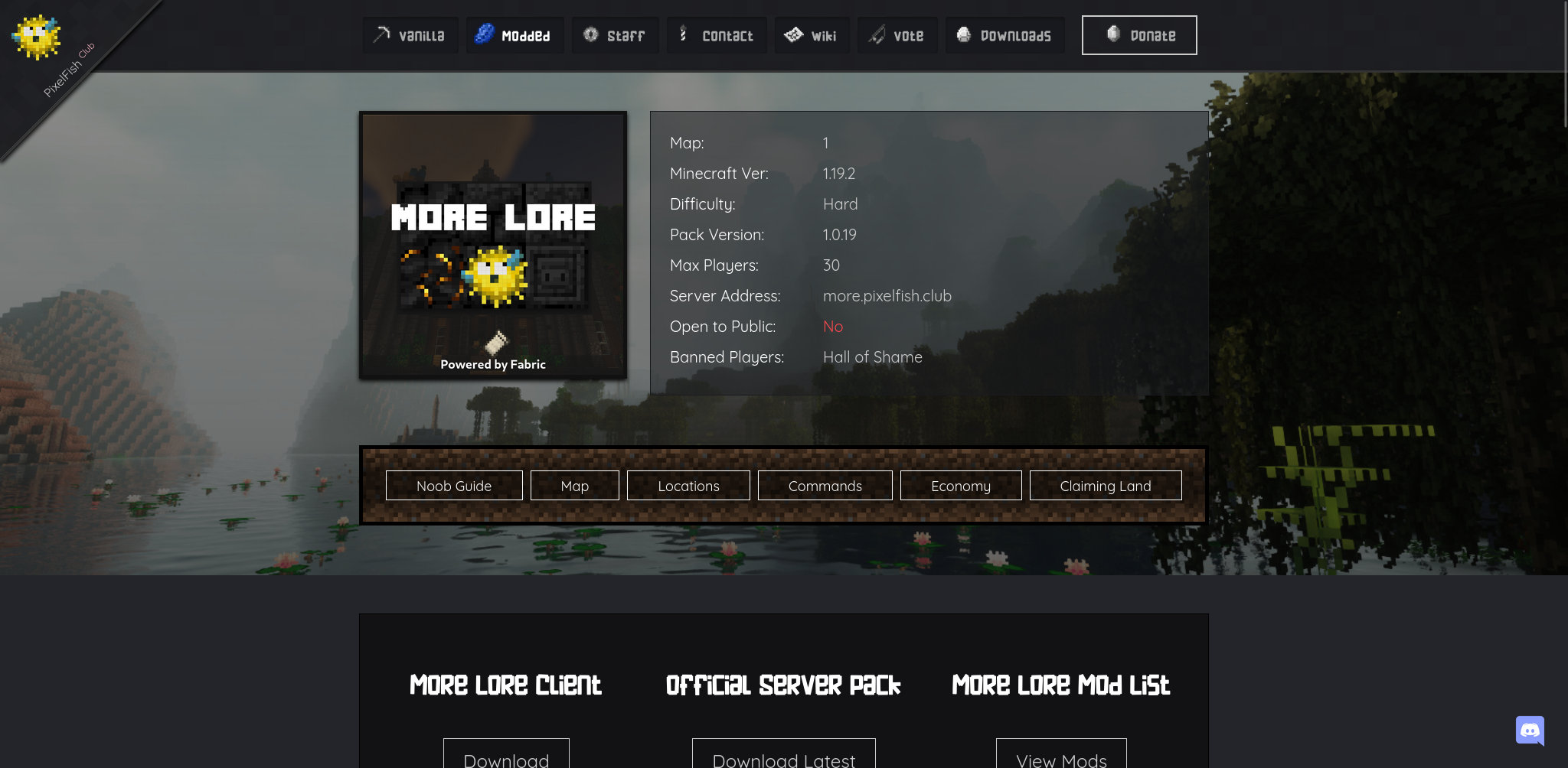 Modded Server page screenshot