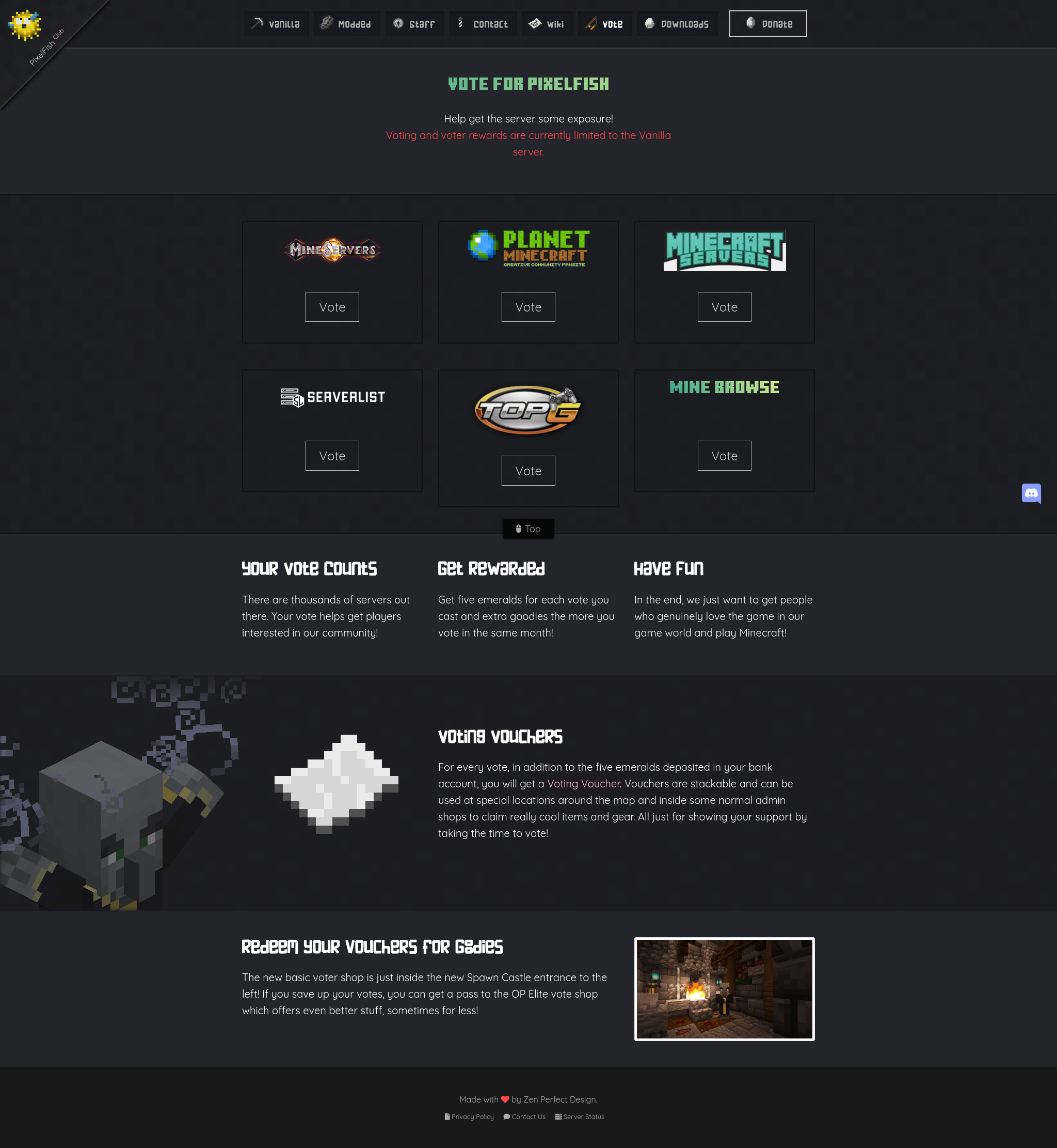 PixelfishMC Contact Page